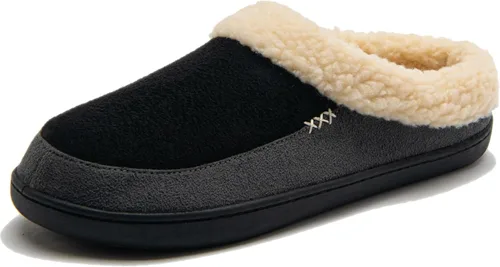 Zivopah Pantuflas acogedoras de espuma viscoelástica para hombre con soporte de arco, forro tipo lana mullida, sin cordones, cálidas, para