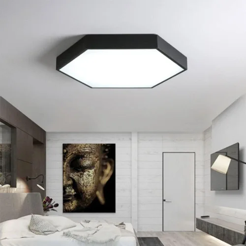 Miniatura 2 de Lámpara de techo LED regulable de montaje empotrado, luz de panel hexagonal simple, lámpara de techo moderna de montaje en superficie con control