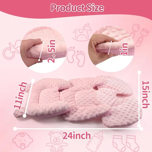 Miniatura 6 de 3en1 Almohada reversible de apoyo de cabeza y cuerpo para asiento de auto, recién nacido, inserto de asiento de coche para bebé de 3D Minnky, cojín
