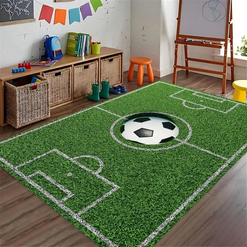 Miniatura 31 de Alfombra deportiva, campo de fútbol verde, 4 x 5 pies, nailon, antideslizante, lavable