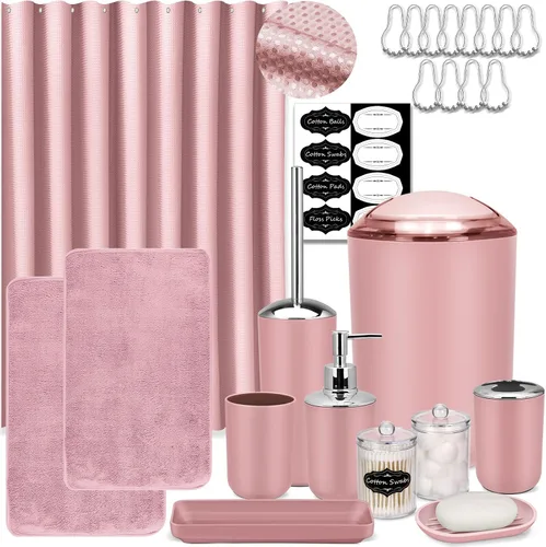 Miniatura 15 de Conjunto de Accesorios de Baño IMAVO, Juego de Baño Verde, Juego de 7 Piezas de Accesorios de Baño, Bandeja, Cepillo de Inodoro, Bote de Basura