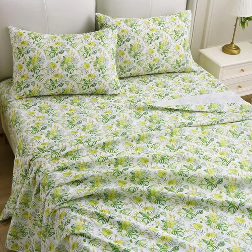 Miniatura 48 de Viviland Juego de sábanas de 3 piezas con estampado botánico de mariposas y flores rosas y moradas, sábanas de microfibra suave y transpirable