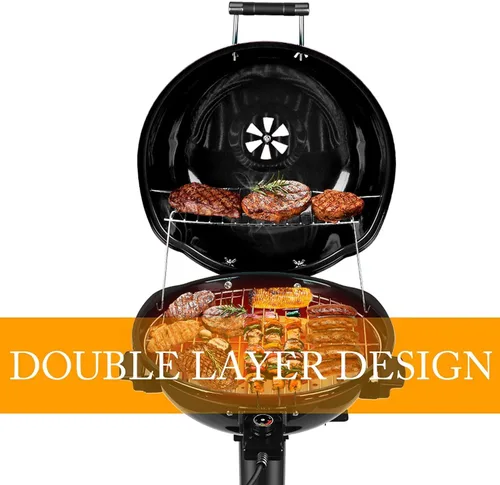 Miniatura 3 de Techwood - Parrilla eléctrica de 1600W para interiores y exteriores, parrilla eléctrica para barbacoa, parrilla portátil extraíble de pie, negra
