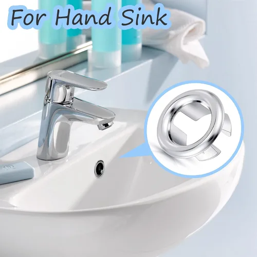 Miniatura 6 de Paquete de 4 fundas para anillo de desbordamiento para fregadero de baño de cocina, agujero redondo de desbordamiento, tapa de desagüe, inserción