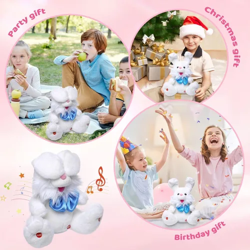 Miniatura 7 de MIAODAM Peek A Boo Bunny Animal de Peluche, Juguetes Musicales para Bebés para Niños, Canción Infantil y Canciones de Cuna Conejo de Pascua que