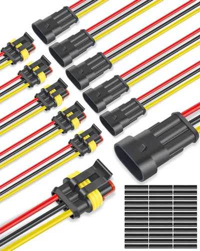 Miniatura 10 de NAOEVO Conector de 5 Pines Impermeable, Conectores de 5 Cables 16 AWG, Conectores Eléctricos Automotrices Macho y Hembra Vía con Tubo