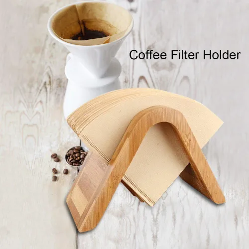 Miniatura 4 de ViaGasaFamido Soporte para filtro de café de madera, organizador de almacenamiento de filtro de cono, capacidad de 100 piezas, soporte de exhibición