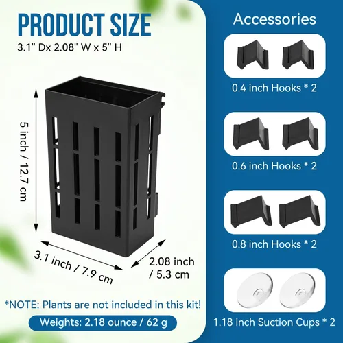 Miniatura 3 de Borlech Soporte de Planta de Acuario Grande Mejorado con Ganchos y Ventosas para Cultivo de Plantas Acuapónicas en Tanque de Peces y Decoraciones