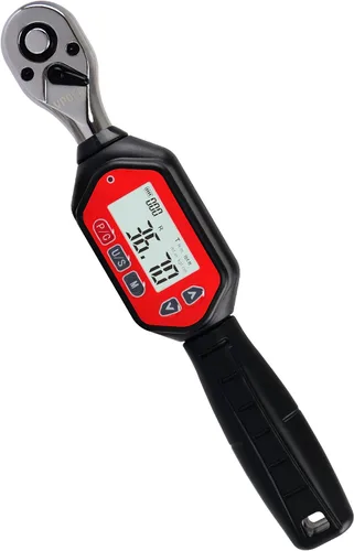 Llave dinamométrica digital de 3/8 pulgadas, 1.33-44.25 ft-lbs (1.8-60 Nm) (16-531 libra) con zumbador y LED, calibrado (VTWM-60), rojo