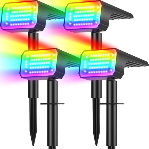 Miniatura 12 de Focos solares para exteriores, impermeables, IP65, [8 paquetes/100 LED/4 modos] 2 en 1, focos solares de paisaje, encendido/apagado automático