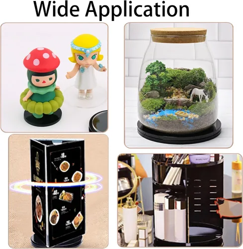 Miniatura 5 de 4 Piezas Negro 2 pulgadas Acrílico Lazy Susan Organizador Giratorio de Mesa con Rodamientos - Placa Giratoria Redonda para Estante de Especias