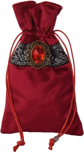 Miniatura 4 de BLESSUME Paño de mesa de tarot de altar de bruja y bolsa de tela de tarot de adivinación cuadrada (rojo)