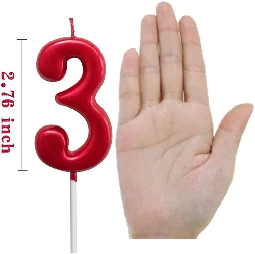 Miniatura 2 de Velas de Cumpleaños Rojas 3 Velas 3er Tres Años Pastel Número Romano Enfriador Número Vela No 30 31 32 33 34 35 36 37 38 39