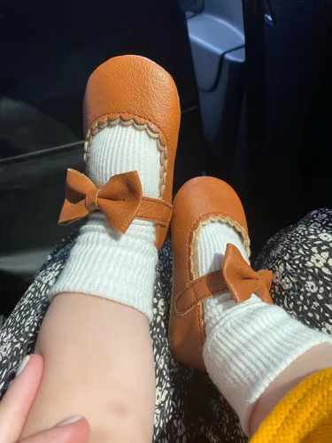 Miniatura 3 de Oamico Mary Jane - Zapatos planos de goma antideslizantes con lazo para niñas y bebés, zapatos de vestir de princesa para recién nacidos