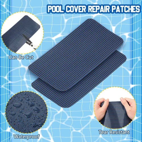 Miniatura 3 de Treela Kit de reparación de 6 piezas de cubierta de seguridad para piscina, kit de reparación de parche azul para piscina, malla autoadhesiva