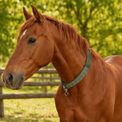 Miniatura 8 de DOITOOL Collar de lona para cuello de vaca, correa ajustable de nailon grueso de tracción para ganado con 2 filas de hebilla de metal para granja