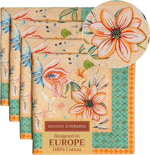Miniatura 37 de Maison d' Hermine Happy Florals - Juego de 4 servilletas 100% algodón suave y cómodo perfectas para cenas familiares, bodas, fiestas de cóctel, 063