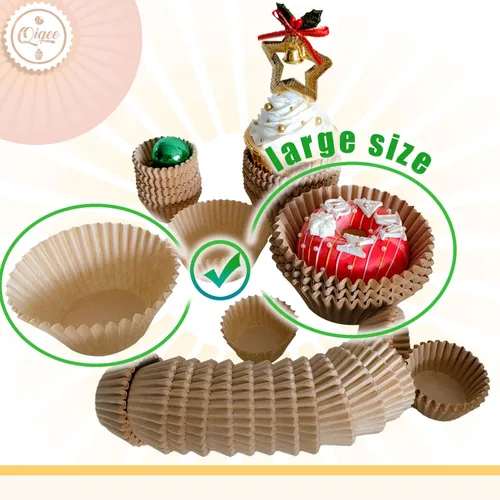 Miniatura 5 de qiqee 300 unidades de forros para magdalenas jumbo naturales forros para muffins de tamaño jumbo tazas para hornear de papel de tamaño jumbo sin