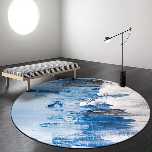 Miniatura 11 de Tapete redondo de mármol verde esmeralda, lavable, pequeño círculo, para dormitorio, sala de estar, alfombra moderna abstracta circular, 2 pies