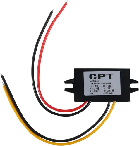 DIANN Módulo convertidor de 12V a 5V 3A 15W Buck - Regulador de CC a CC Convertidor de potencia de coche con interfaz de cable Interfaz de alambre