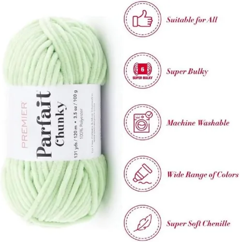 Miniatura 3 de Premier Yarns Parfait - Hilo de felpilla grueso, 3.5 onzas, peso súper voluminoso, paquete de 3 unidades con soportes para punto de Bella