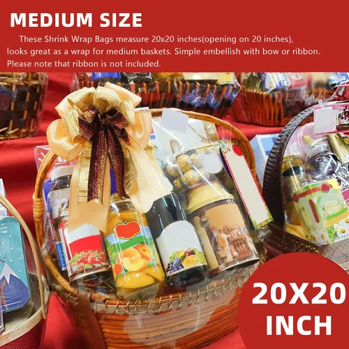 Miniatura 2 de Morepack Bolsas retráctiles para cestas de regalo, bolsas termorretráctiles de PVC transparente de 20 x 20 pulgadas, 10