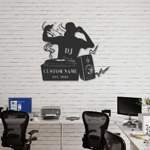 Miniatura 3 de Letrero de pared personalizado con nombre de reproductor de DJ con luz LED, luz LED DJ, regalo de DJ personalizado, decoración de pared con nombre