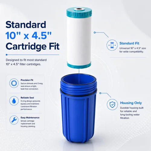 Miniatura 6 de H&G Lifestyles - Carcasa para filtro de sedimentos para toda la casa, carcasa azul, 10 x 4.5 recipientes de filtro de agua, puerto de latón NPT de 1