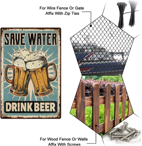 Miniatura 4 de SUPERDANT Letreros de lata de cerveza, divertido letrero de metal, póster de ahorro de agua, bebida, cerveza, garaje, placa de arte de pared
