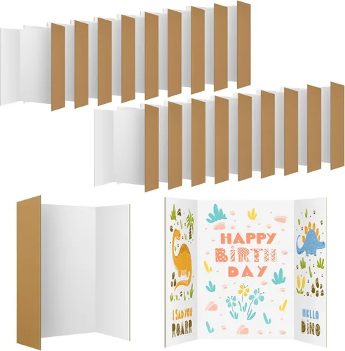WinTS 18 tableros de póster triple de 36 x 48 pulgadas, color blanco, tablero de póster plegable grande y resistente para proyectos escolares,