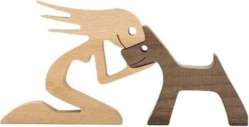 Miniatura 13 de Regalo único tallada a mano estatua de hombre y perro, estatua de madera humana de perro, escultura de madera para decoración de oficina en casa