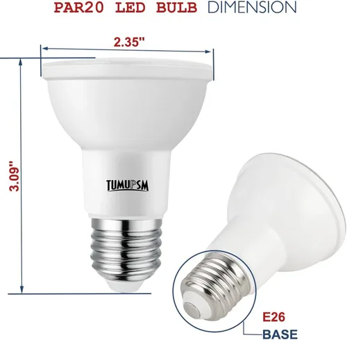 Miniatura 5 de Bombillas LED PAR20 regulables 3000 K blanco cálido, bombilla de inundación E26 de 7 W, 600 lúmenes, equivalente a 50 W 60 W, equivalente a