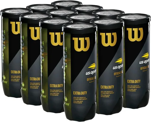 WILSON US Open Tennis Balls - Extra Duty, 12 Can Case (36 Balls) | 12- Can (36 Ball) Case & 24 – Can (72 Ball) Case Available