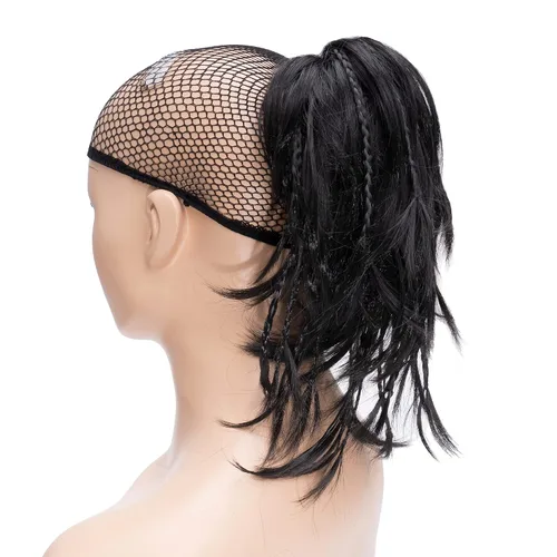Miniatura 11 de IMISSU Extensiones de cabello hechas a mano con clip de cola de caballo trenzada, extensiones de cabello de cola de caballo (cobre ceniza)