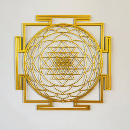 Miniatura 9 de Colorfull Worlds Sri Yantra - Arte de pared de metal, decoración de pared de chakras de geometría sagrada, meditación de inauguración de la casa
