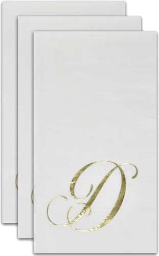 Miniatura 3 de Gift Boutique 100 Servilletas Doradas con Monograma para Invitados Letra D Paquete de Papel Desechable Elegante Lámina Metálica Dorada Servilletas