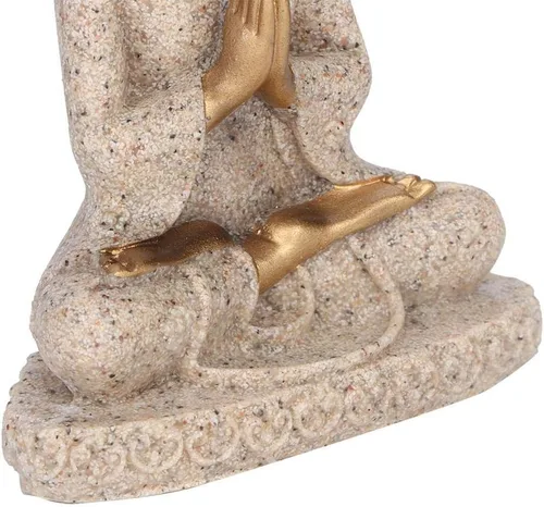 Miniatura 6 de Estatua de Buda, arenisca y resina, oro, mesa, hecho a mano, decoración de Buda