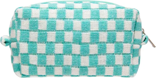 PAZIMIIK Bolsa de Maquillaje a Cuadros para Bolso Portátil con Cremallera, Estuche Pequeño de Cosméticos para Accesorios de Viaje, Azul Ártico