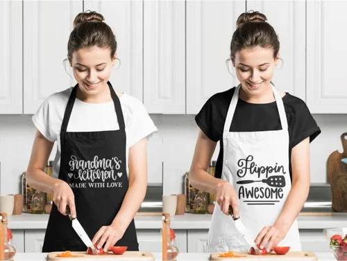 Miniatura 5 de Personalized Aprons for Women. Stylish Black Kitchen Apron, Perfect for Servers. Durable Apron for Women White