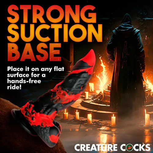 Miniatura 7 de CREATURE COCKS Consolador monstruo Fire Demon para hombres, mujeres y parejas. Firme y flexible, base de succión fuerte, consolador de fantasía