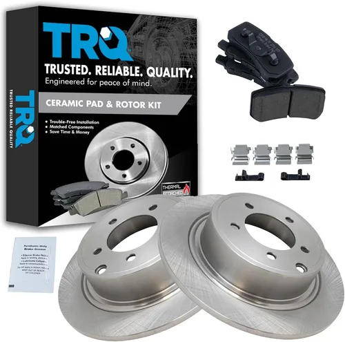 Miniatura 35 de TRQ Kit de rotor de freno trasero y pastillas de cerámica Posi premium compatible con camioneta Chevy GMC