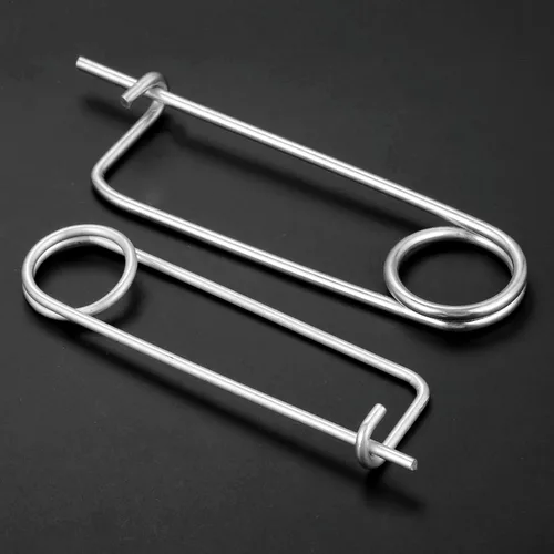 Miniatura 6 de 1 juego de broches de acero con forma de chaveta de seguridad, pasador de resorte, broche de bloqueo rápido para enganche de granja, césped, jardín