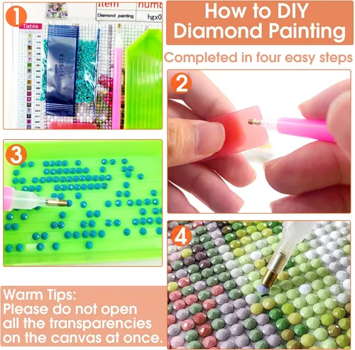 Miniatura 6 de Wergund - Kits de pintura de diamantes para atrapasueños de lobo, kits de pintura de diamantes para adultos y niños, bordado de diamantes