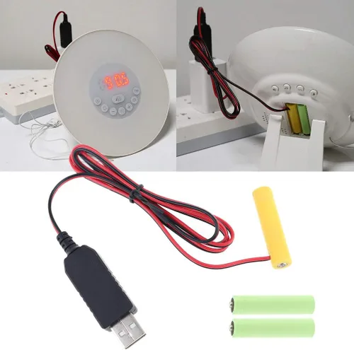 Miniatura 5 de tegongse LR6 AAA Eliminador de Batería 2M Cable de alimentación USB Reemplazar 1-4 pilas AAA - 1.5v/3v/4.5v/6v 2AAA