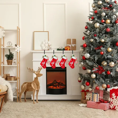 Miniatura 6 de Soporte para calcetines de Navidad para manto, soporte antideslizante y ajustable, ganchos de metal para calcetines, suministros de decoración