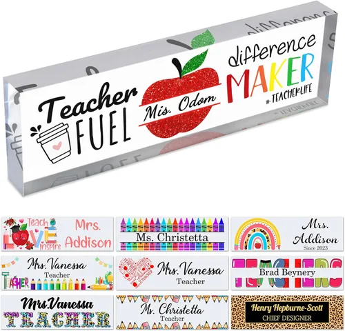 Miniatura 20 de Placa de nombre personalizada para escritorio de profesor para aula, placa de identificación personalizada para escritorios, placa de escritorio