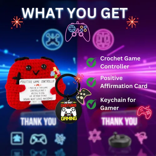 Miniatura 2 de Regalos para jugadores, controlador de juego de ganchillo positivo y llavero inspirador, idea de regalo única para adolescentes, juego de regalo