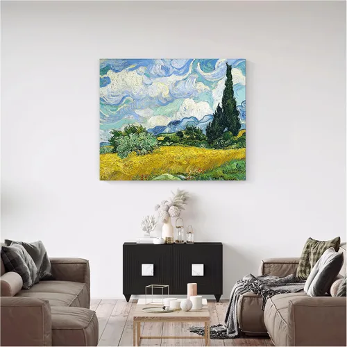 Miniatura 595 de A&T ARTWORK Campo de trigo con cipreses de Van Gogh Las reproducciones de arte clásico mundial, impresiones en lienzo giclée para decoración