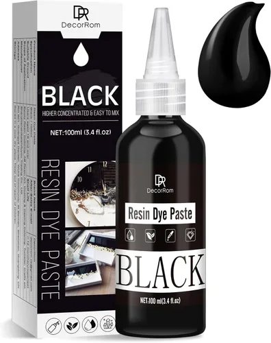 Pasta de pigmento de resina epoxi negra, 3.4 onzas líquidas, pasta de tinte de resina negra de alta concentrada para arte de resina, mesa de río,