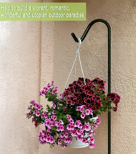 Miniatura 7 de Garbuildman Ganchos de pastor de 60 pulgadas de alto con base de 5 horquillas, soporte ajustable y resistente para comedero de pájaros